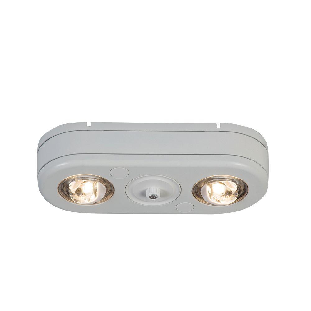 Best Rated White Integrated Led Floodlights Outdoor Security Revolve White Twin Head Dusk To Dawn Outdoor Integrated Led Security Flood Light With Photocell
