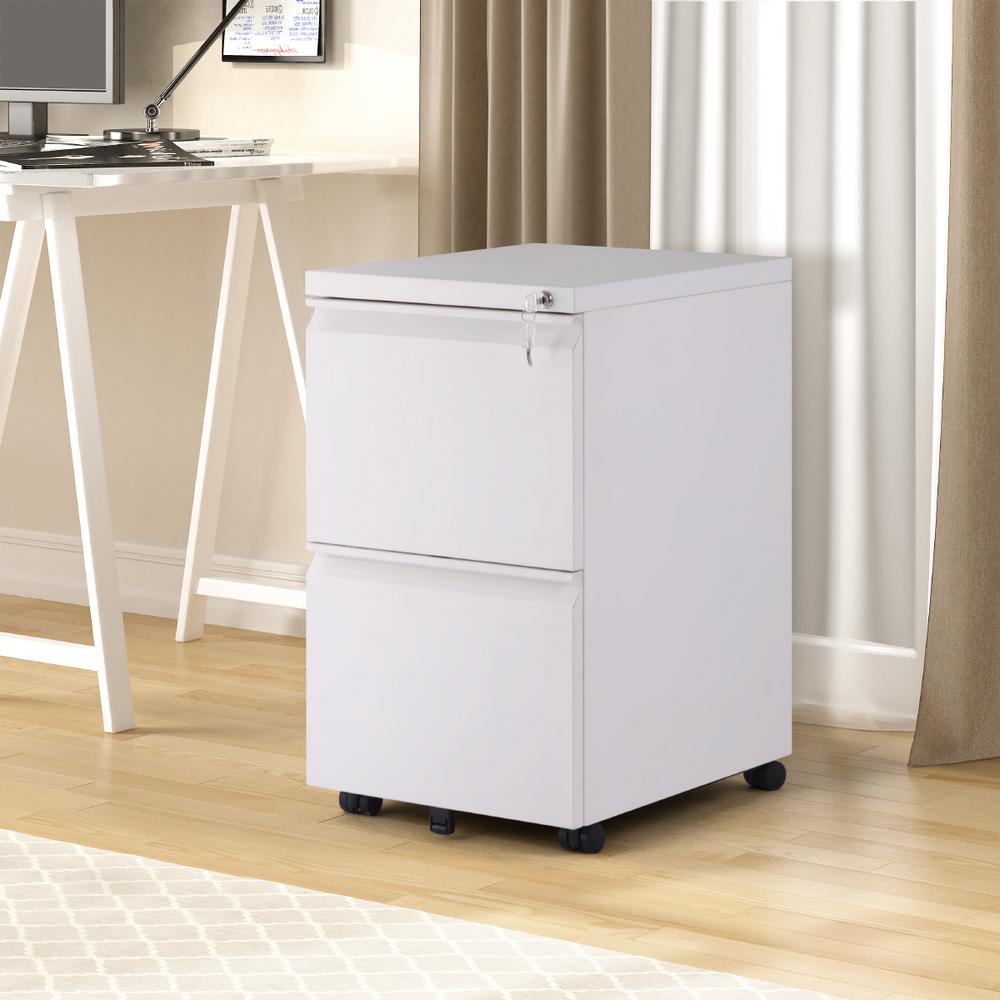 Steel Construction 3 Drawer Mobile, File Cabinet With Wheels White