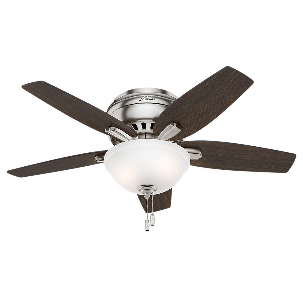 Hunter Newsome 42 In Indoor Low Profile Brushed Nickel Ceiling Fan Hunter Newsome 42 In Indoor Low Profile Brushed Nickel Ceiling Fan With Light Kit Bundled