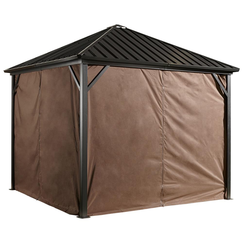 Photo 1 of 8 ft. W x 8 ft. H Curtains (set of 4) for Brown Dakota Sun Shelter with Zippers and Steel Hooks (Gazebo Not Included)