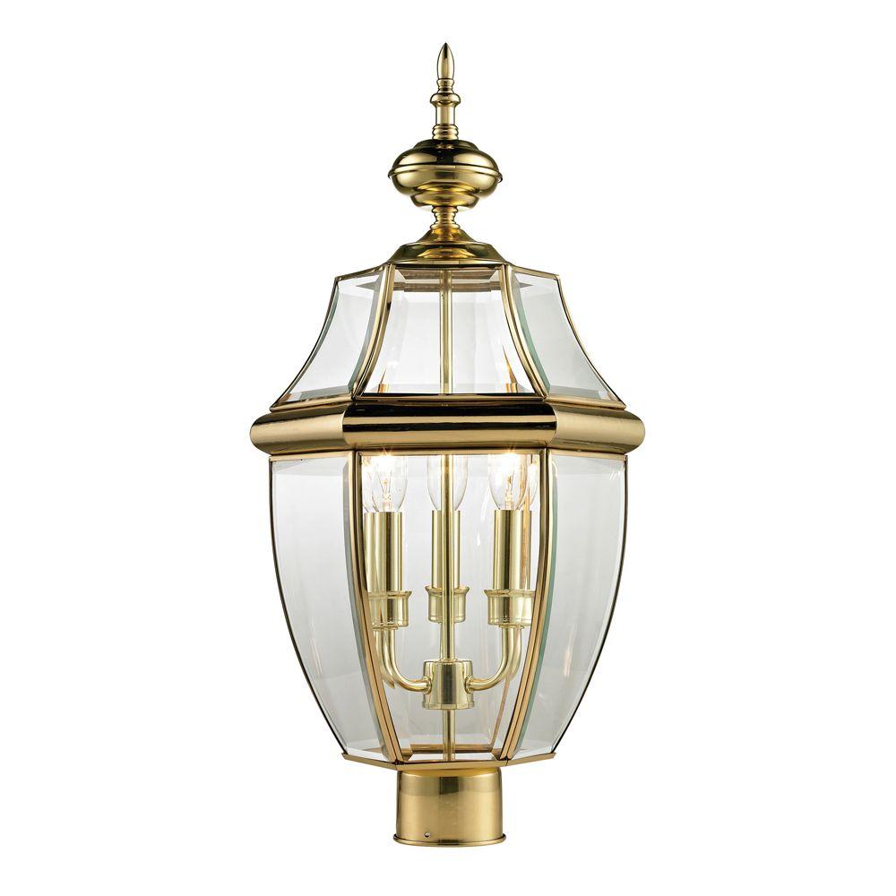 Titan Lighting Ashford 3Light Outdoor Brass and Gold Post Titan Lighting Ashford 3Light Outdoor Brass and Gold Post