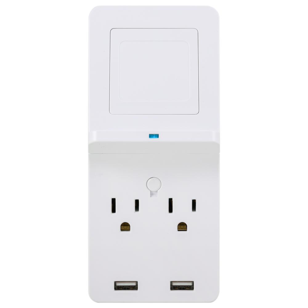 GE 2Outlet 2 USB Surge Protector Wall Tap Adapter (2Pack)48661 The