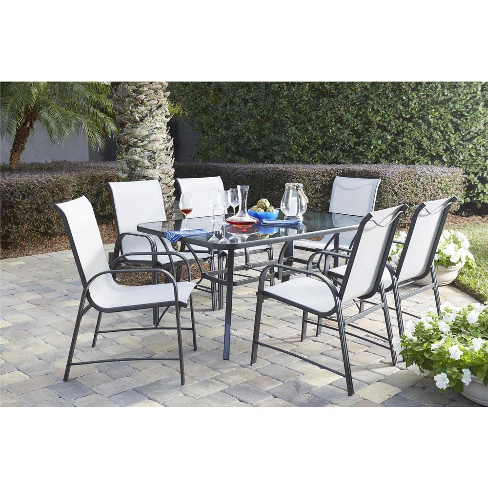 Cosco Paloma 7 Piece Steel Patio Dining Set With Tempered Glass