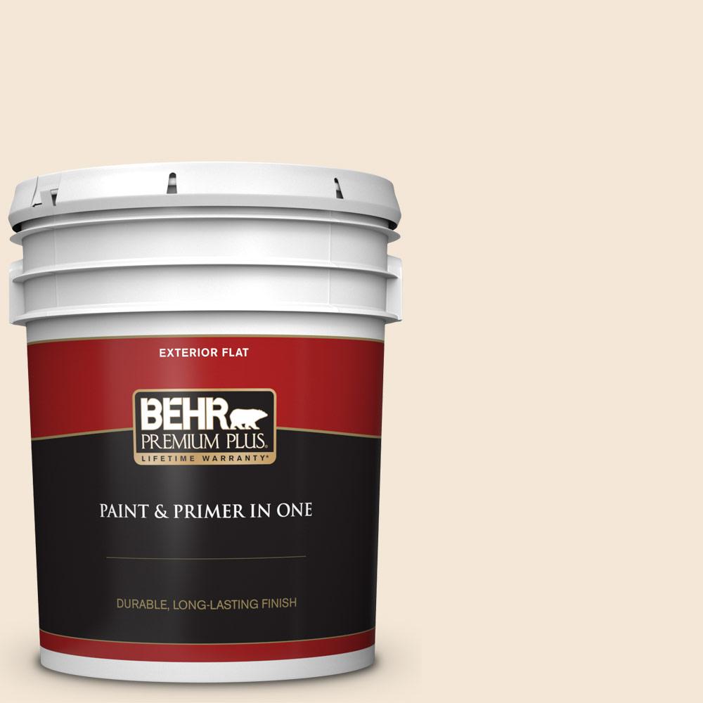 Behr Premium Plus 5 Gal Or W09 Cottage White Flat Exterior Paint