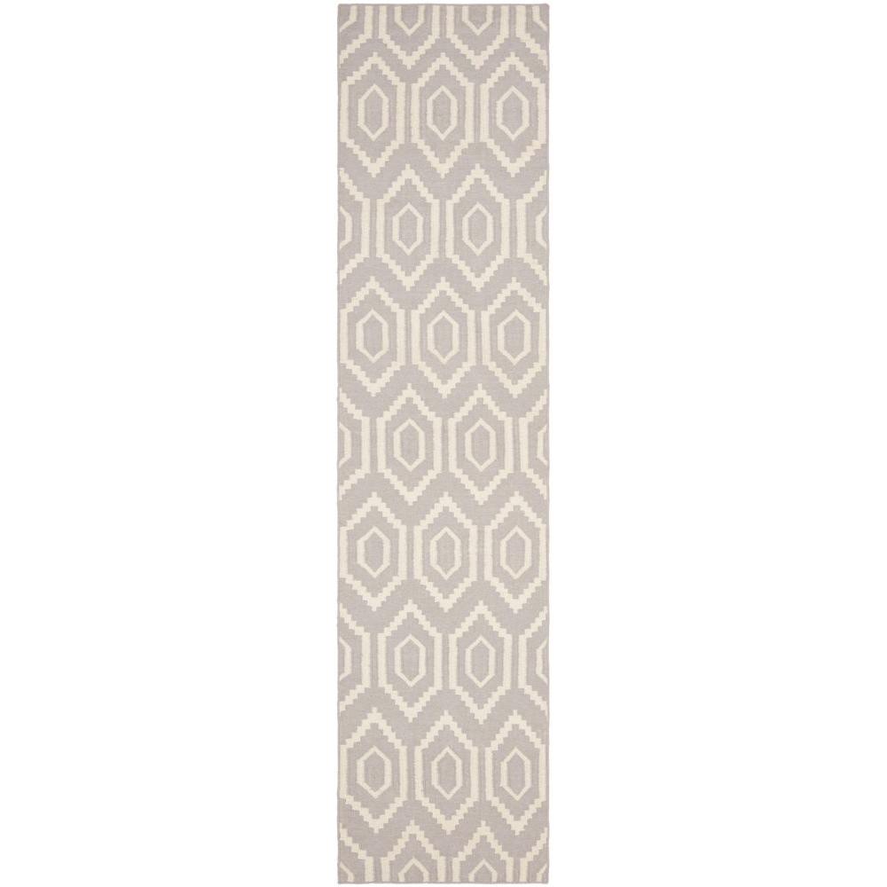 Safavieh Dhurries Grey/Ivory 3 ft. x 8 ft. Runner RugDHU556G28 The