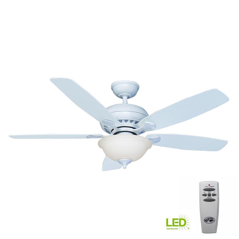 Southwind 52 in. LED Indoor Matte White Ceiling Fan with Light Kit and Remote Control