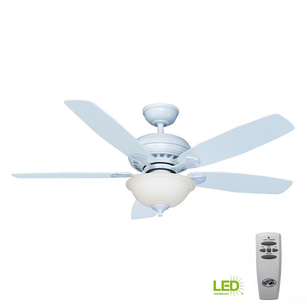 White Remote Control Included Ceiling Fans Lighting The Home Southwind 52 In Led Indoor Matte White Ceiling Fan With Light Kit And Remote Control