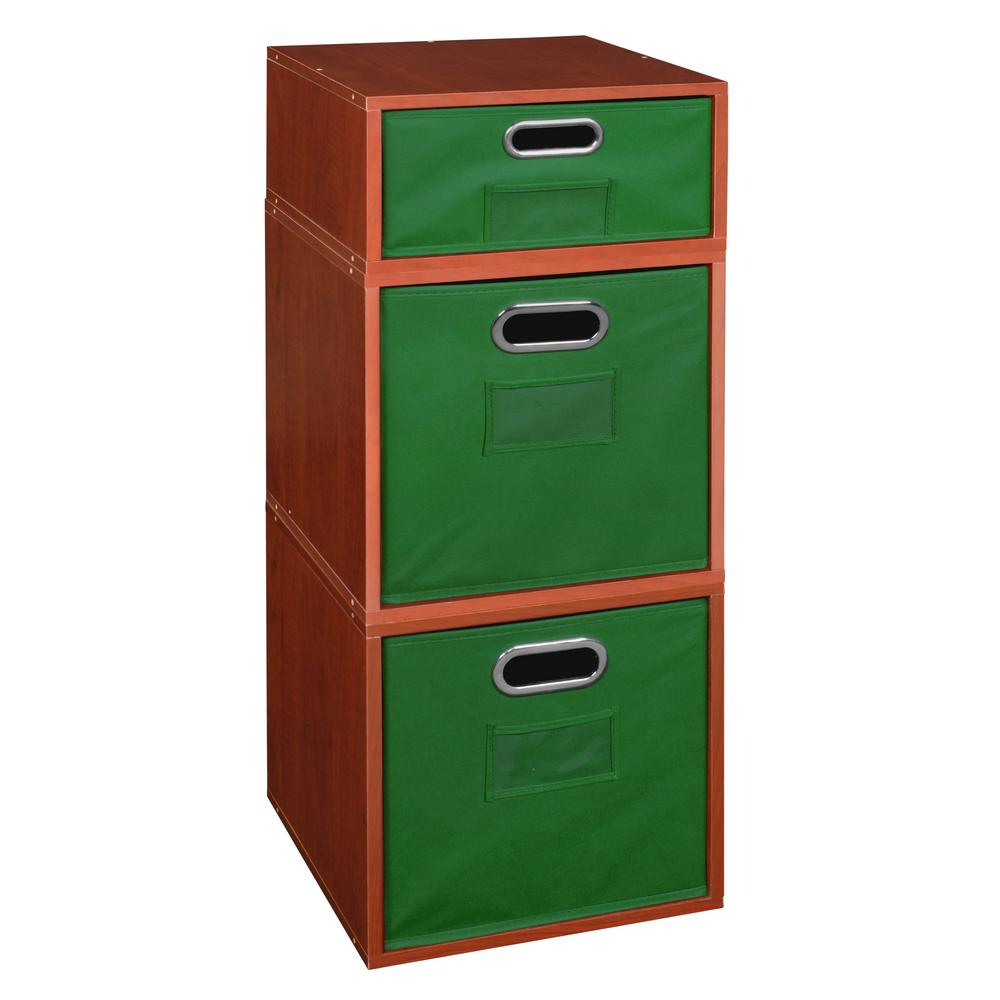 Niche Cubo 13 In X 32 5 Cherry 2 Full Cube And 1 Half Cherry 2 Full Cube And 1 Half Organizer With Green Foldable Storage Bins