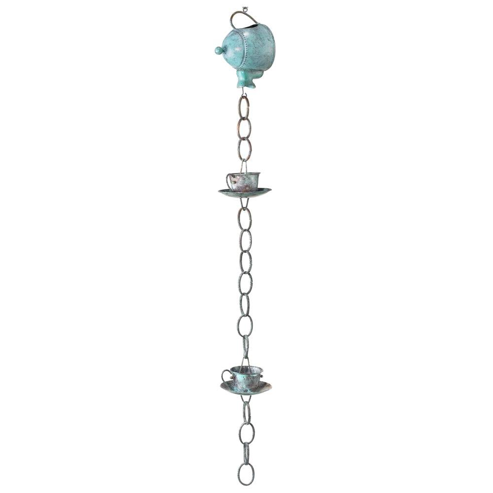 Good Directions Blue Verde Teapot with Teacups Rain Chain496V1 The