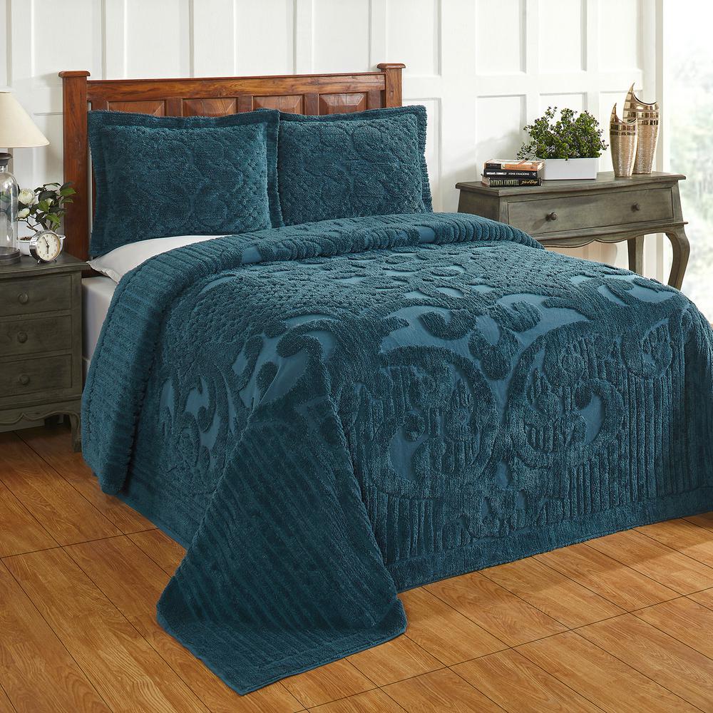 Better Trends Ashton 81 In X 110 In Twin Teal Bedspread Ss