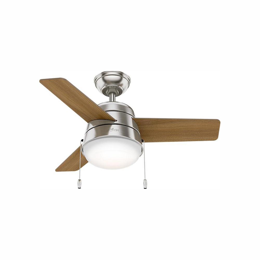 Hunter Aker 36 In Led Indoor Brushed Nickel Ceiling Fan With Light