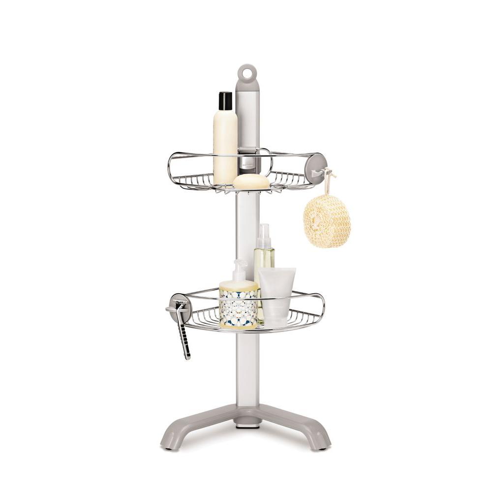 Simplehuman Tension Shower Caddy In Aluminum And Stainless Steel Corner Shower Caddy In Aluminum And Stainless Steel