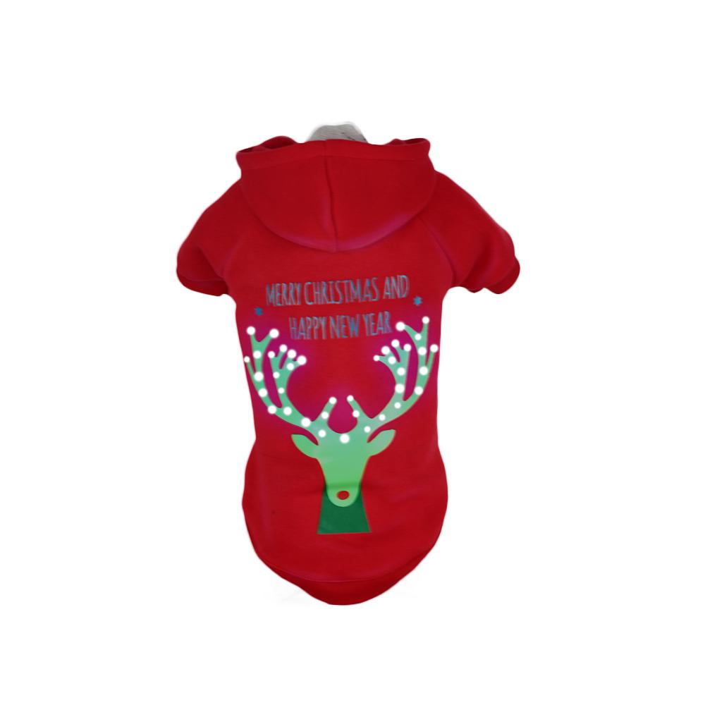 large red deer led lighting christmas reindeer hooded sweater pet hoodie - Large Dog Christmas Outfits large red deer led lighting christmas reindeer hooded sweater pet hoodie - Large Dog Christmas Outfits