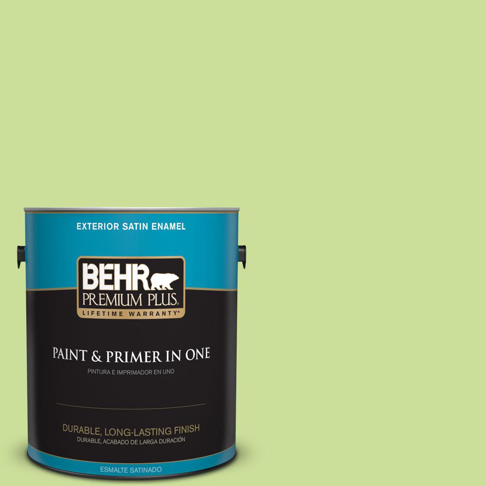 BEHR Premium Plus 1gal. 420A3 Key Lime Satin Enamel Exterior Paint940001 The Home Depot