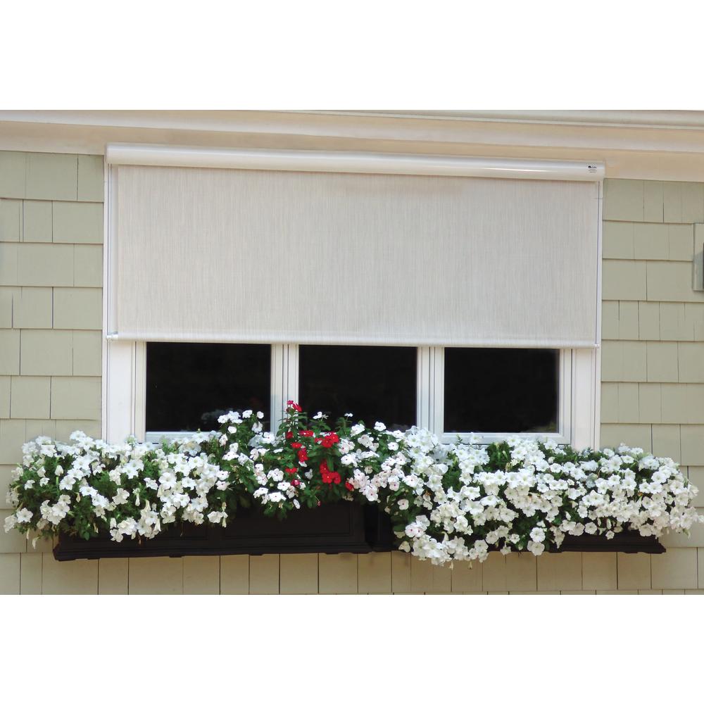 Bali Essentials Cream Vinyl Exterior Solar Shade Right Motor With Full ...