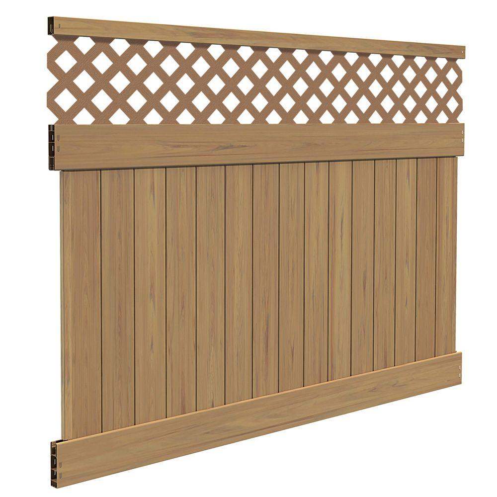 Veranda Carlsbad 6 ft. H x 8 ft. W Cypress Vinyl Lattice Top Fence