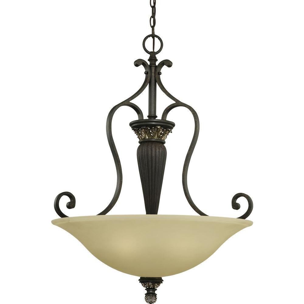 Volume Lighting Bristol 3 Light Vintage Bronze With Antique Gold Interior Pendant Volume Lighting Bristol 3 Light Vintage Bronze With Antique Gold Interior Pendant
