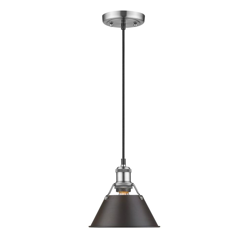 Golden Lighting Orwell Pw 1 Light Pewter Pendant With Rubbed Bronze Shade Golden Lighting Orwell Pw 1 Light Pewter Pendant With Rubbed Bronze Shade