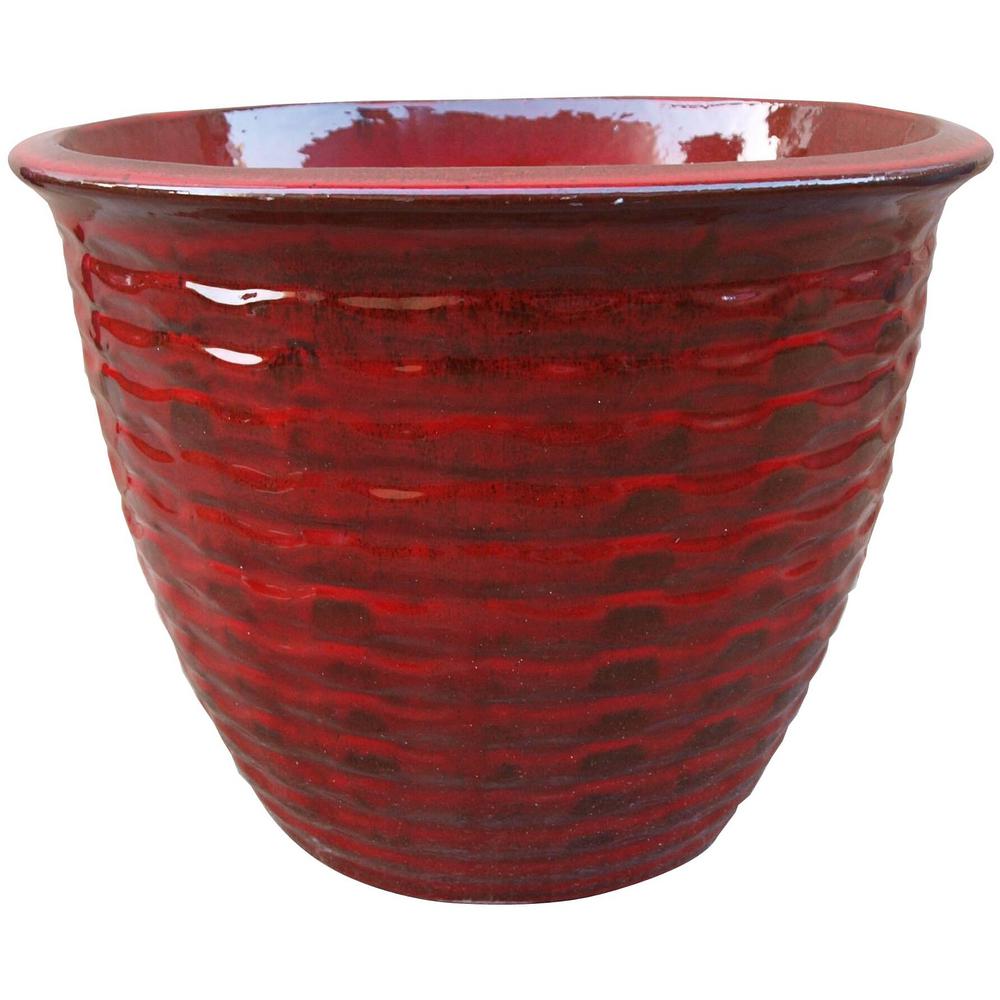 Norcal Pottery 20 75 in Heritage Red  Ceramic Peak Pot  