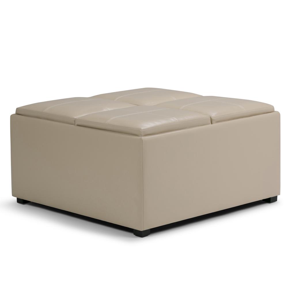 Simpli Home Avalon Satin Cream Storage OttomanAYF07CR The Home Depot