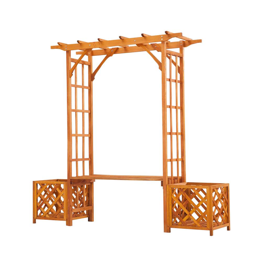 UPC 824849012150 product image for Sunjoy 82.28 in. x 88.58 in. Wooden Trellis Arch Arbor with Seat, Wood | upcitemdb.com