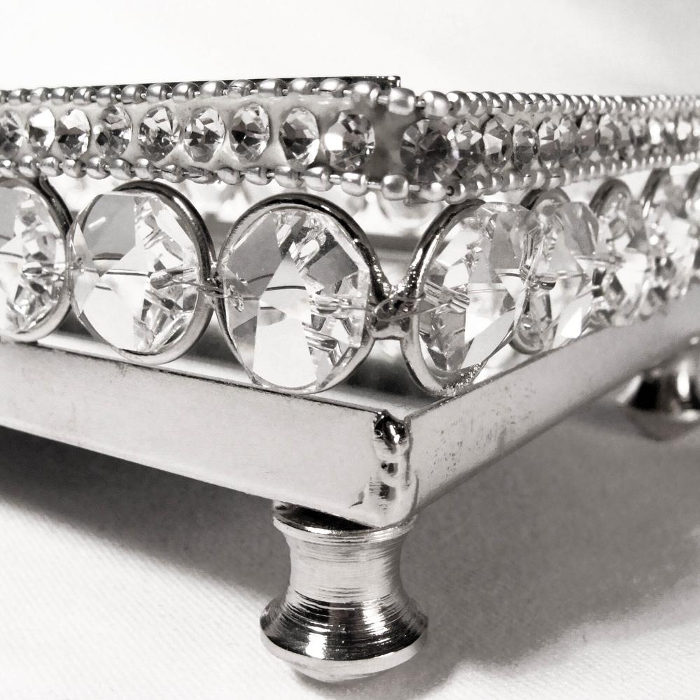 Elegance Sparkle Vanity Mirror Tray Cosmetic Vanity Organizer In Silver With Beaded Crystals 72900 The Home Depot