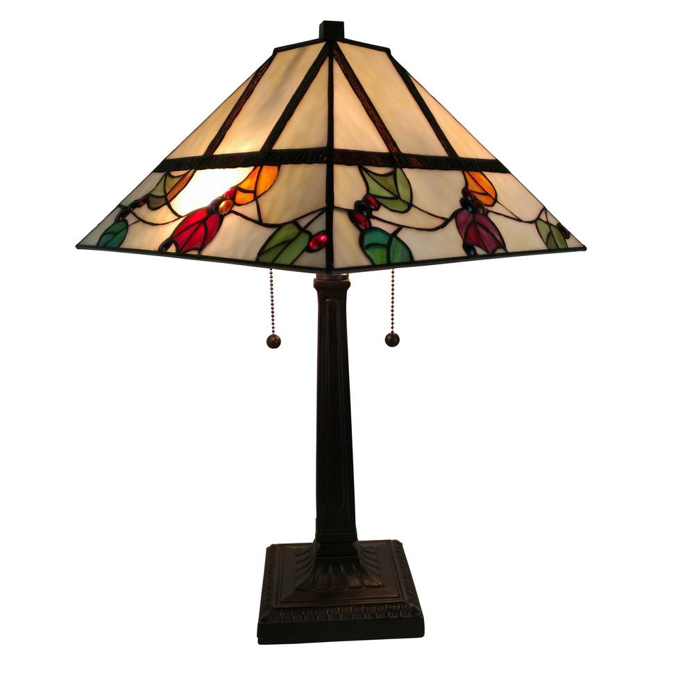 Amora Lighting 22 In Multicolored Style Berries Leaves Mission Table Lamp