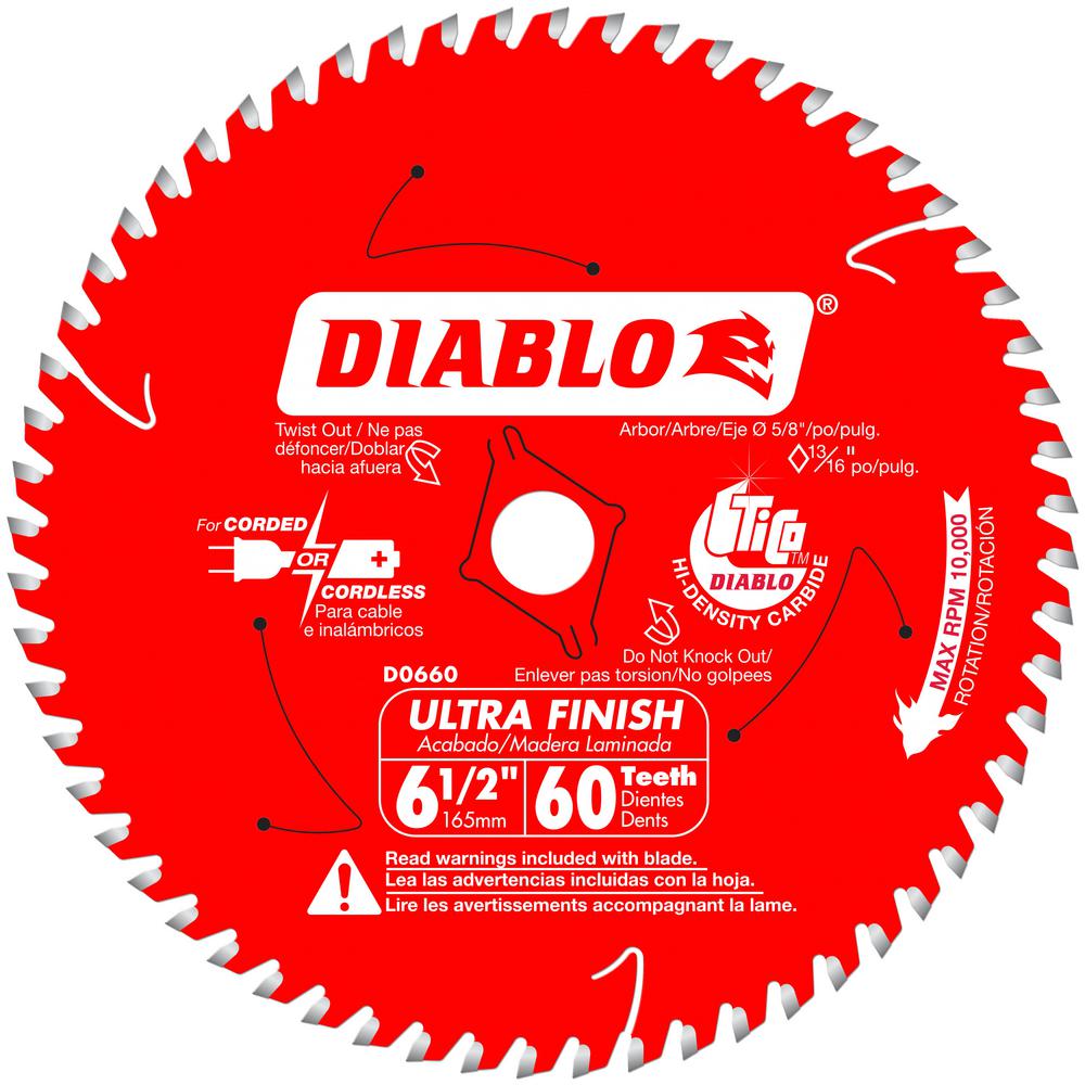 DIABLO 61/2 x 60T Ultra Finish Saw BladeD0660R The Home Depot