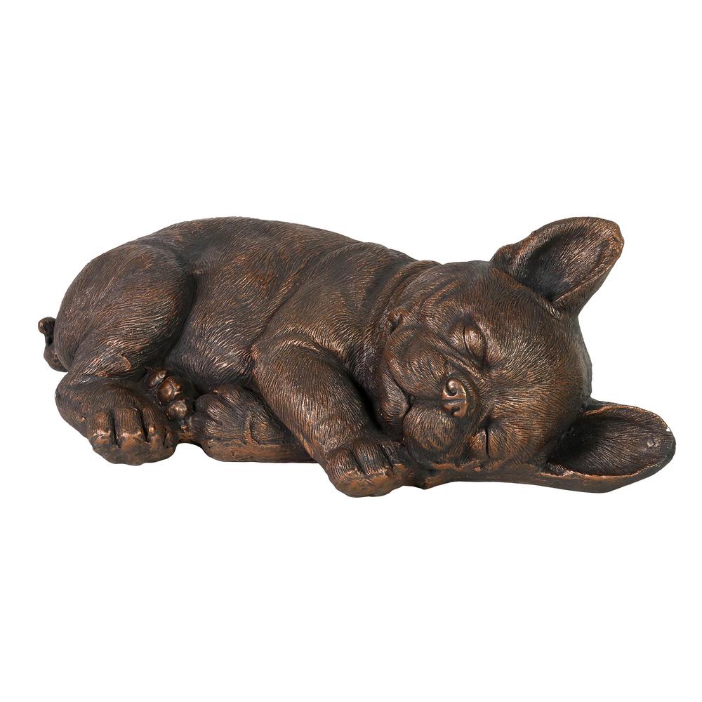 Exhart Sleeping French Bulldog Garden Statue18793RS The Home Depot