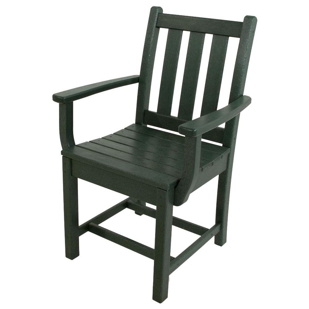 Polywood Traditional Garden Green Patio Dining Arm Chair