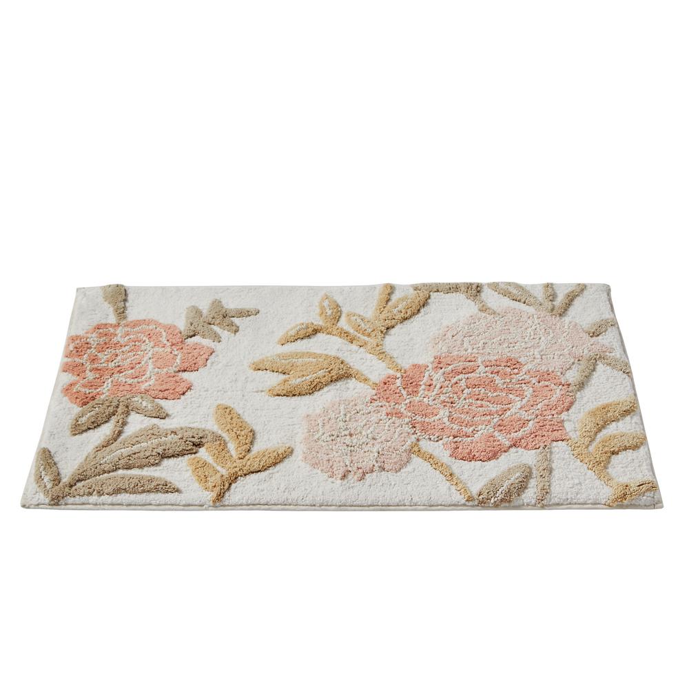 Skl Home 20 In X 30 Pink Misty Fl Cotton Bath Rug Pink Misty Fl Cotton Bath Rug