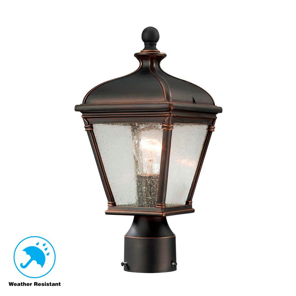 No Bulbs Included Hampton Bay Outdoor Lighting Accessories Malford Dark Rubbed Bronze Outdoor Post Mount Lantern