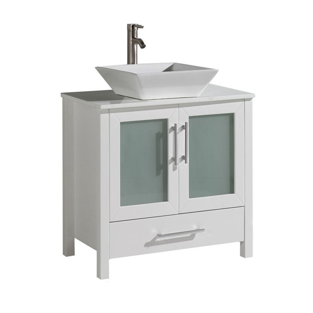 Dijon 30 in. W x 18 in. D x 36 in. H Bath Vanity in White with Quartz