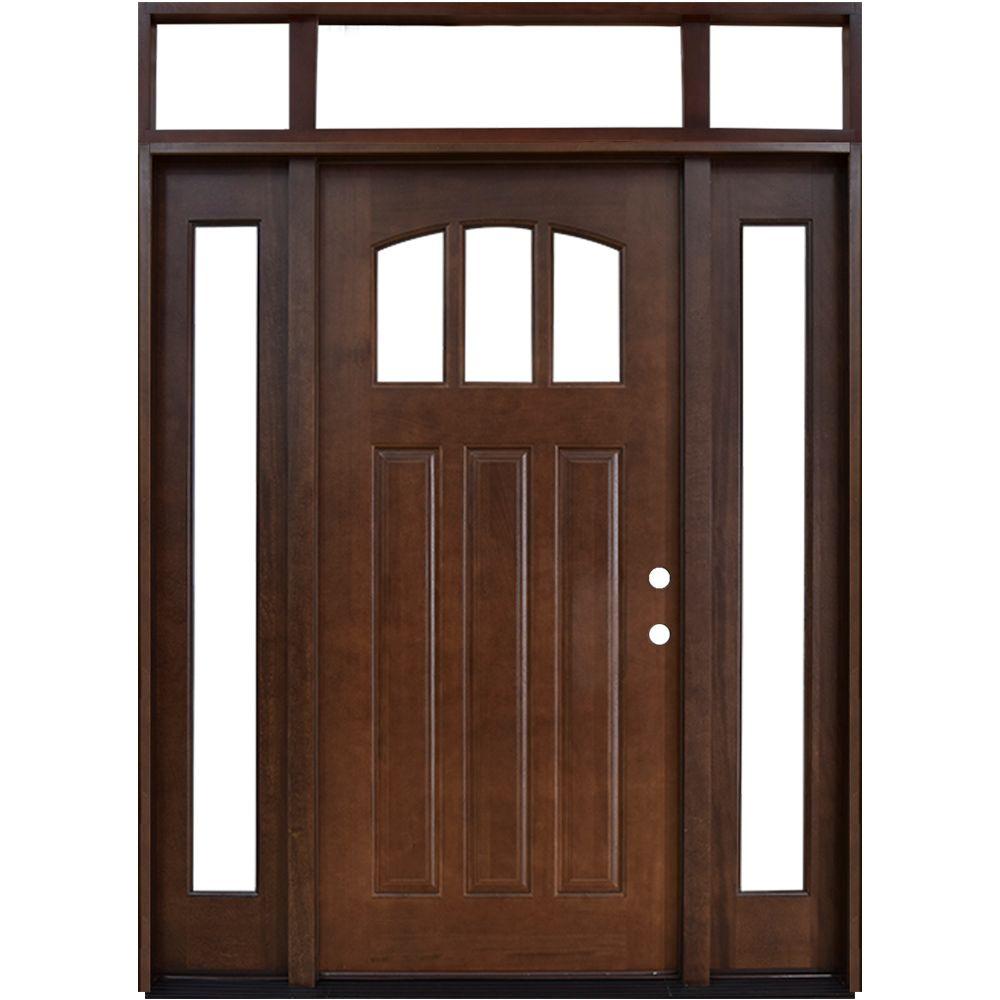 wood lite door 8 in. x 80 Arch 3 Lite & 64 Steves in. Craftsman Sons