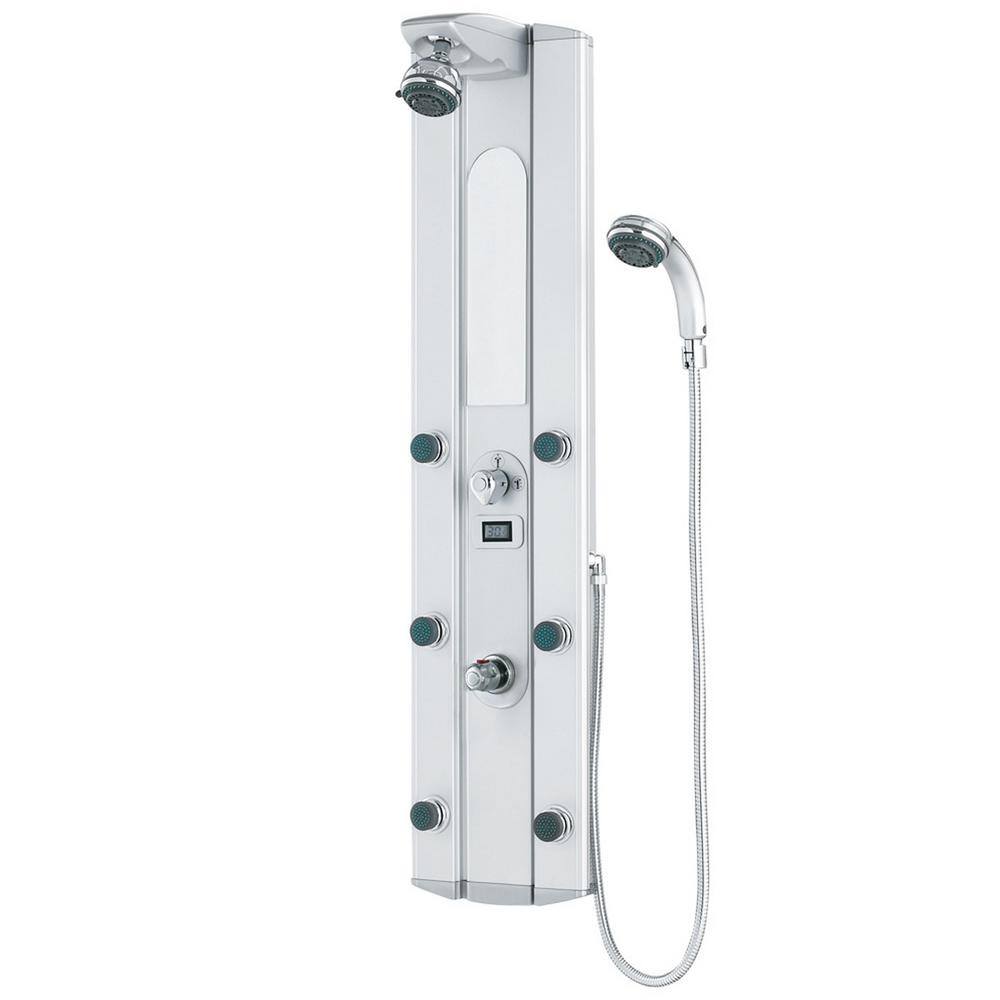 Vigo 6 Jet Shower Panel System In Satin Valve Included Vg08006 Vigo 6 Jet Shower Panel System In Satin Valve Included