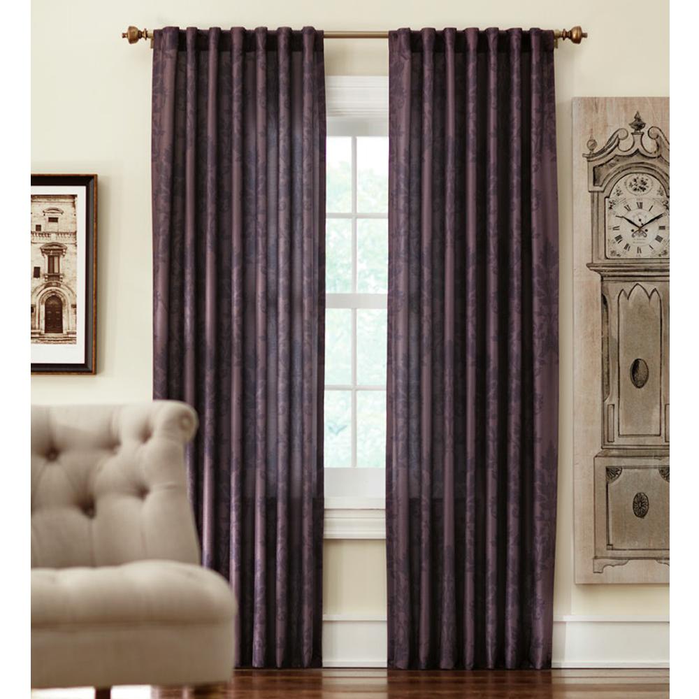 Damask Curtains D Window Treatments The Home Depot Tonal Damask Light Filtering Window Panel In Chocolate 50 W X 84
