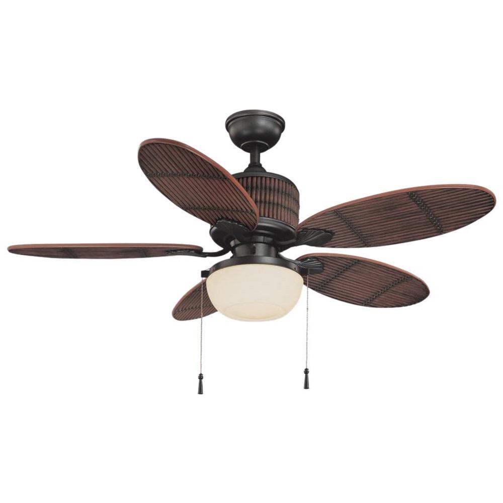 Home Decorators Collection Tahiti Breeze 52 In Led Indoor Outdoor Natural Iron Ceiling Fan With Mahogany Bamboo Accents