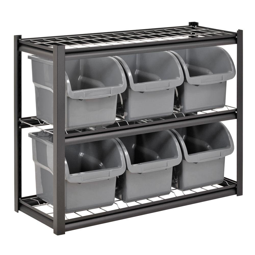 Edsal 33 In H X 44 In W X 16 In D 2 Shelves 6 Bin Shelving Rack