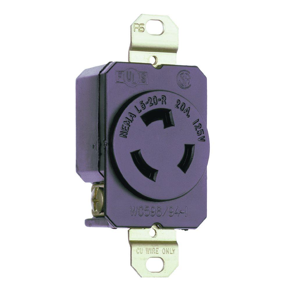 Legrand Pass & Seymour Turnlok 20Amp Single Locking Outlet Black