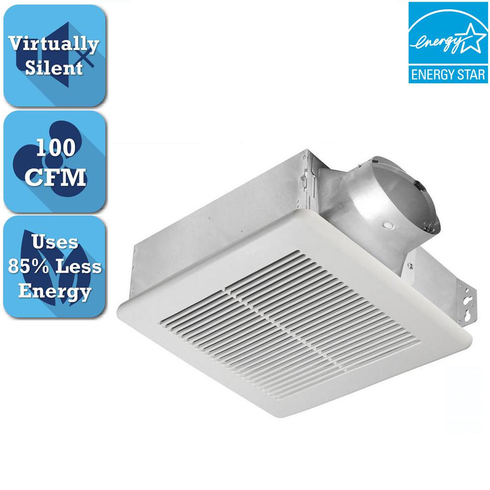 Wall Bath Fans Bathroom Exhaust The Home Depot Slim Series 100 Cfm Ceiling Or Wall Bathroom Exhaust Fan