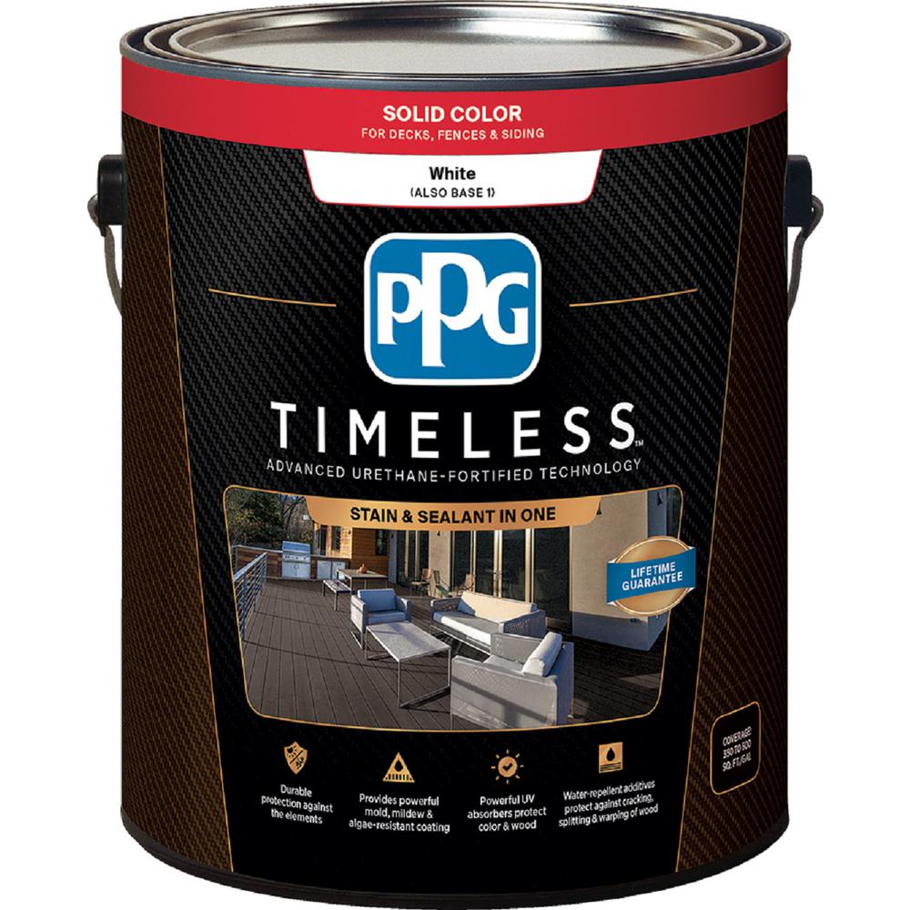 White Ppg Timeless Paint The Home Depot 1 Gal Tsc 53 White Base Solid Color Exterior Wood Stain