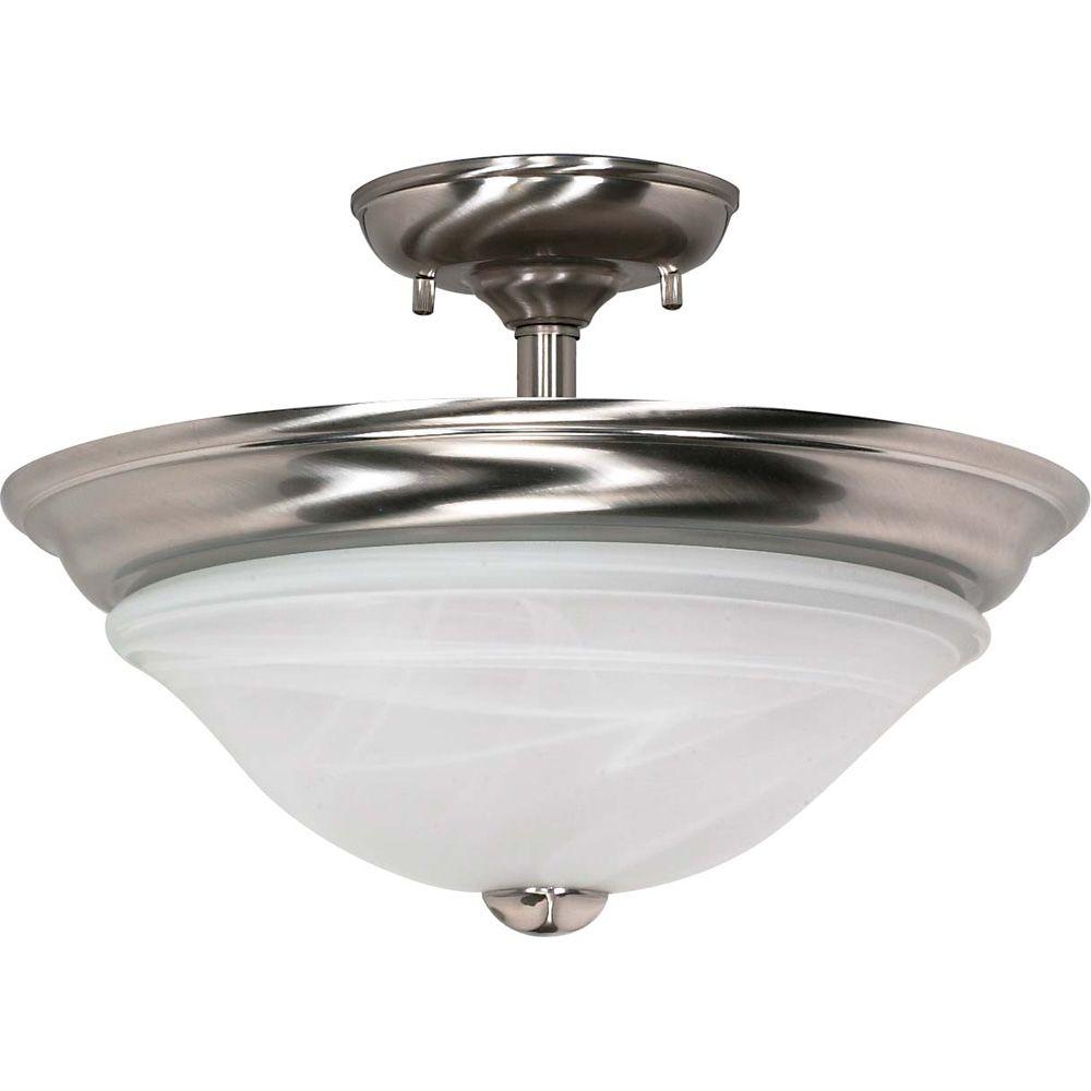 Glomar 2-Light Brushed Nickel Incandescent Ceiling Semi-Flush Mount ...