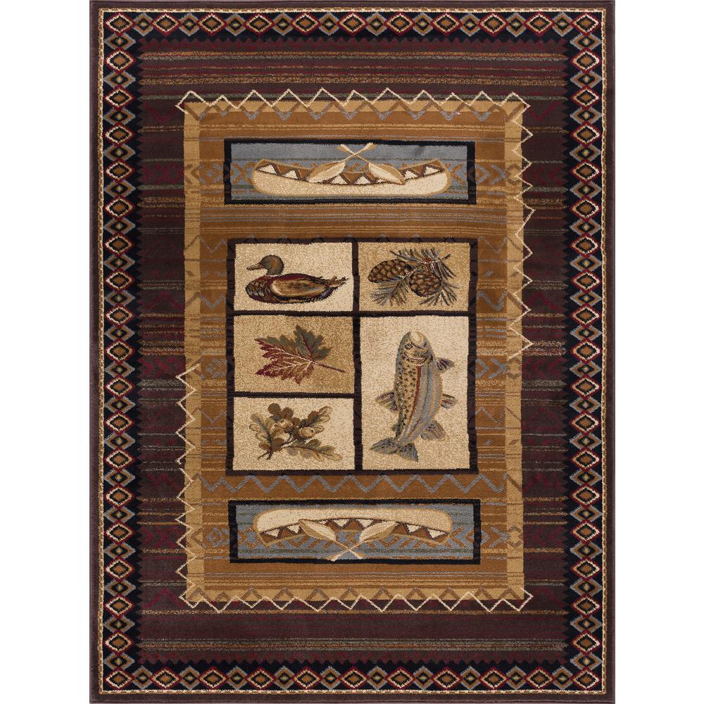 Tayse Rugs Nature Brown 8 Ft X 10 Lodge Area Rug