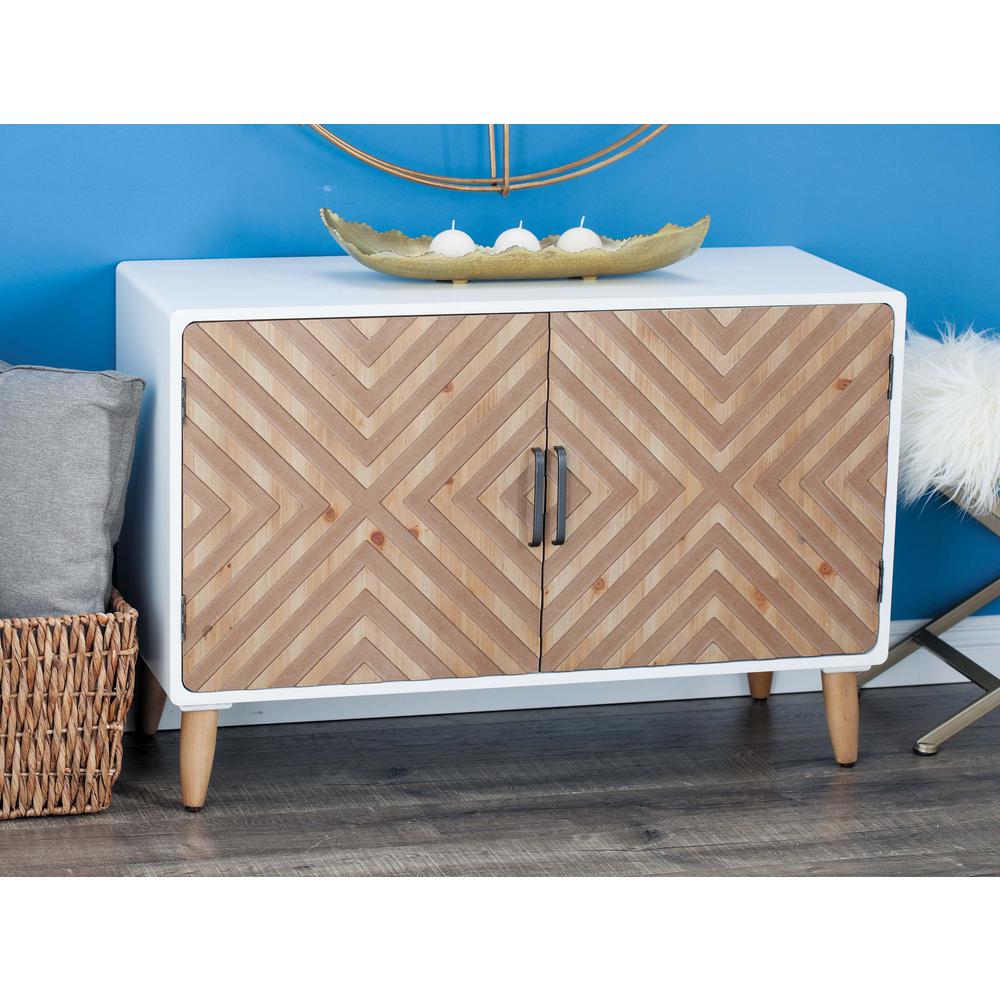 Litton Lane 39 In X 36 Wood And Metal Cabinet Chevron Wood And Metal Cabinet In Chevron Pattern