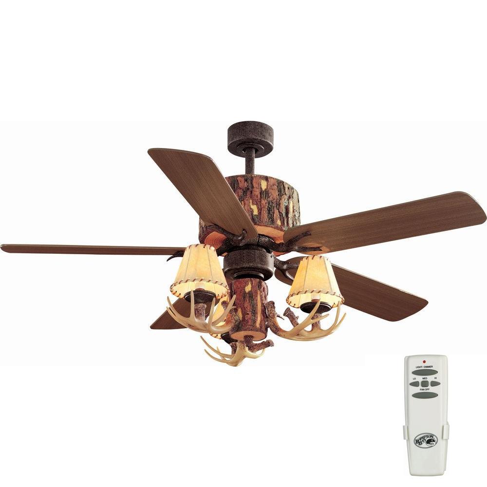 Hampton Bay Lodge 52 inch Indoor Nutmeg Ceiling Fan with Light Kit and Remote... by Hampton Bay