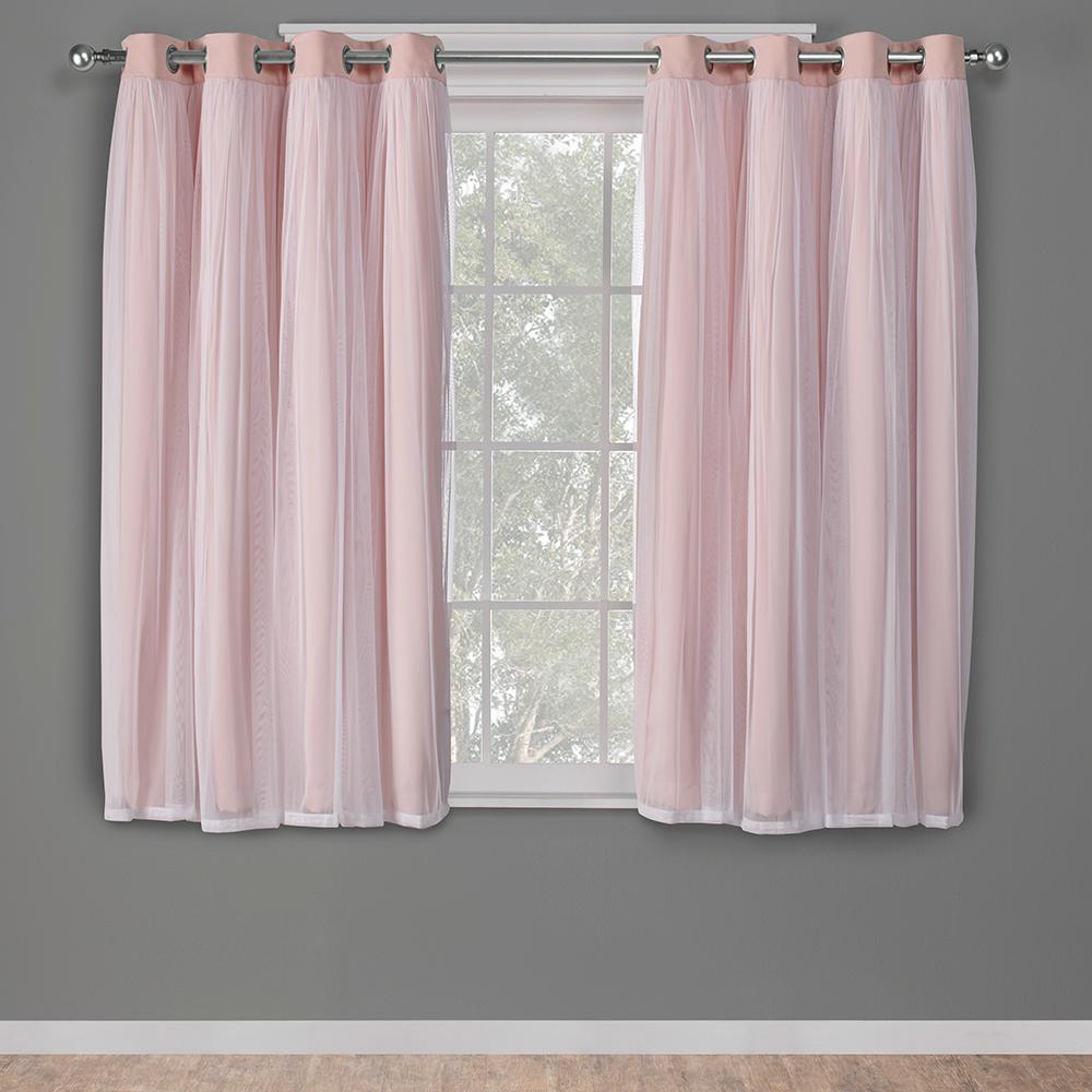 Catarina Rose Blush Layered Solid Blackout And Sheer Grommet Top Catarina Rose Blush Layered Solid Blackout And Sheer Grommet Top Window Curtain