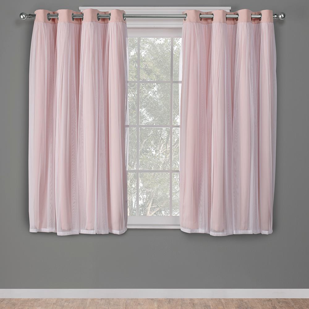 Exclusive Home Curtains 2 Pack Catarina Layered Solid Blackout and Sheer Gromme