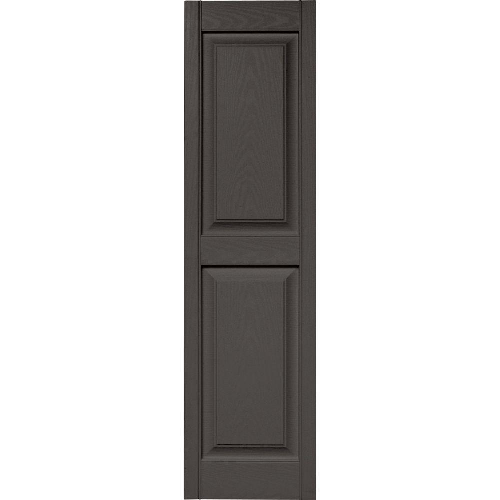 Builders Edge 15 in. x 55 in. Raised Panel Vinyl Exterior Shutters Pair