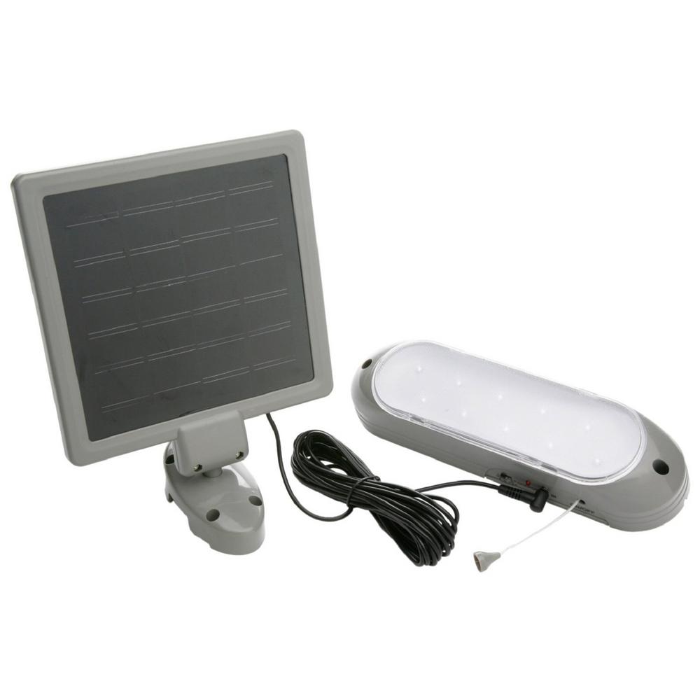 Battery Lights Commercial Lighting The Home Depot 7 Watt Grey Integrated Led Rechargeable Solar Panel Shed Light