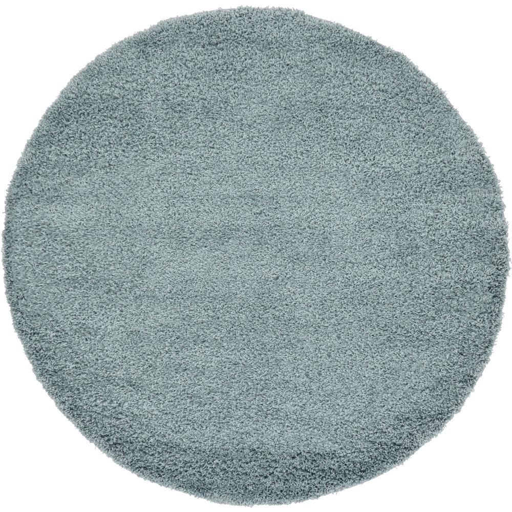 Unique Loom Solid Shag Light Slate Blue 6 ft. x 6 ft. Round Rug3127979